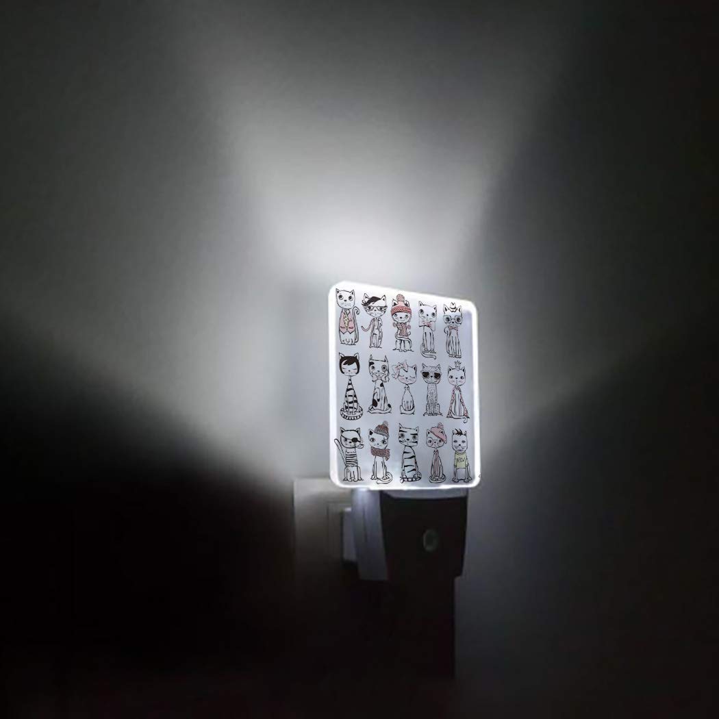 LED Night Light for Kids - Plug-in Wall Lamp with Dusk-to-Dawn Sensor, Hand-Painted Cat Design for Nursery, Bedroom, Bathroom & Hallway | Safe & Energy-Efficient Nightlight for Children's Rooms, Stairways & Home Decor