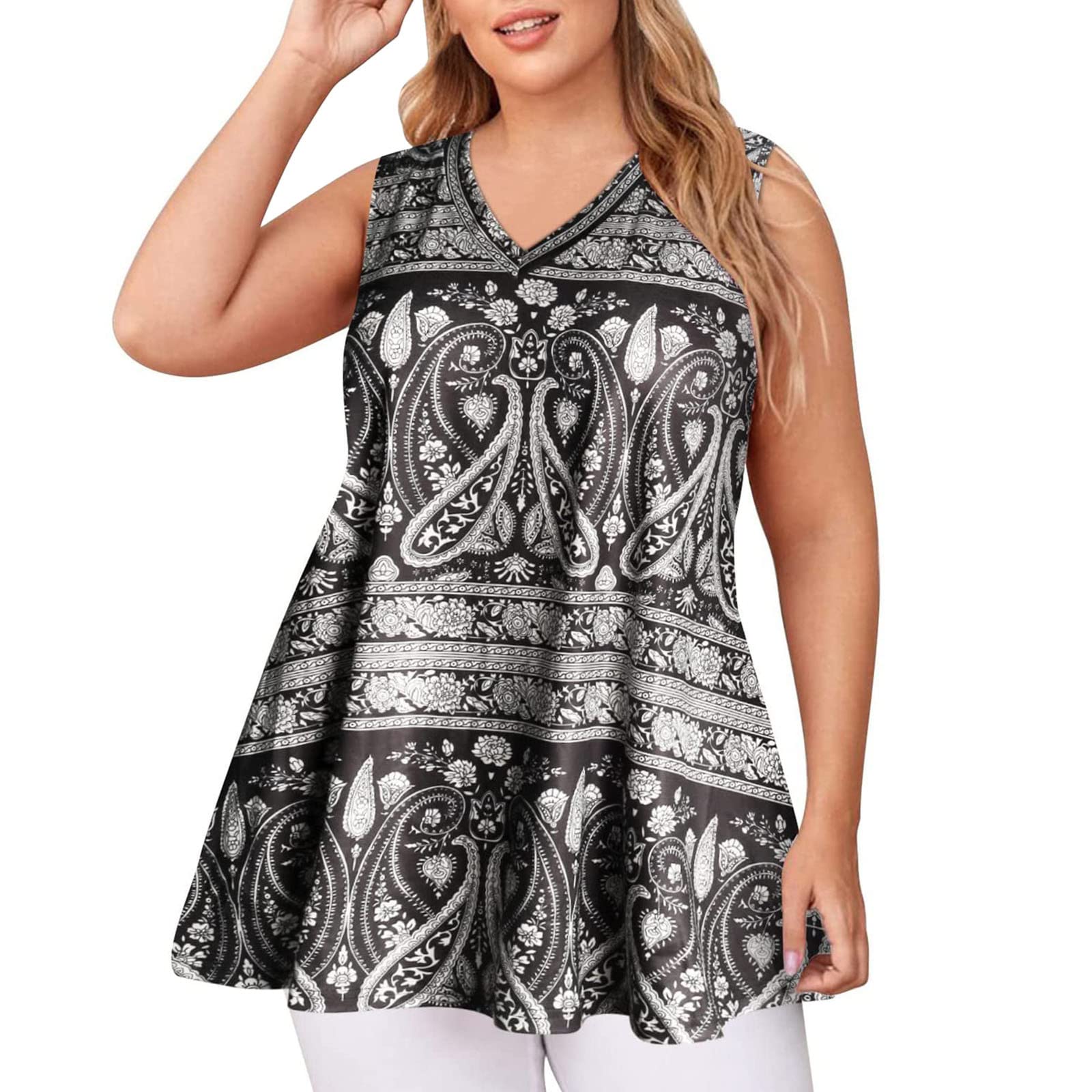 Plus Size Tank Tops for Women - Sleeveless Tunic Tops 3XL for Summer, Perfect with Leggings | Casual Wear, Yoga, Beach & Everyday Comfort