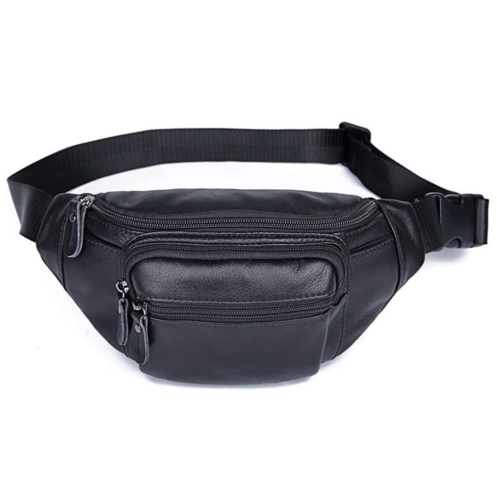 Vintage Leather Waist Bag for Men - Genuine Top Layer Leather Crossbody Phone Pouch - Sporty Chest Pack for Running, Travel & Everyday Use