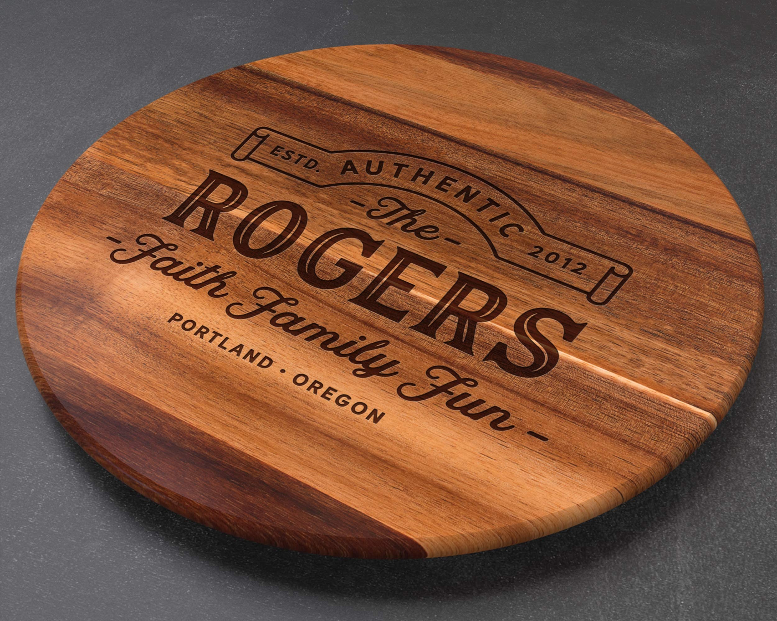 Personalized Wooden Lazy Susan Turntable - Custom Engraved Wedding, Anniversary & Mother's Day Gift for Wife, Mom - Perfect for Family Dinners, Entertaining & Kitchen Organization