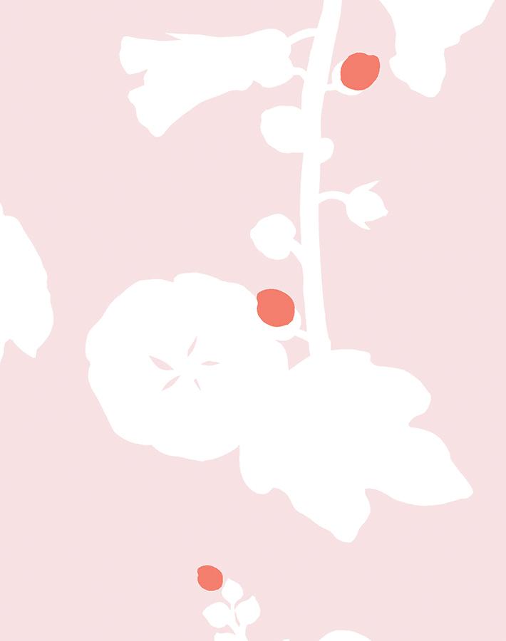 Clare V. 'Hollyhock' Pink Floral Wallpaper - Peel & Stick Removable Wallpaper for Bedroom, Nursery, Living Room Decor