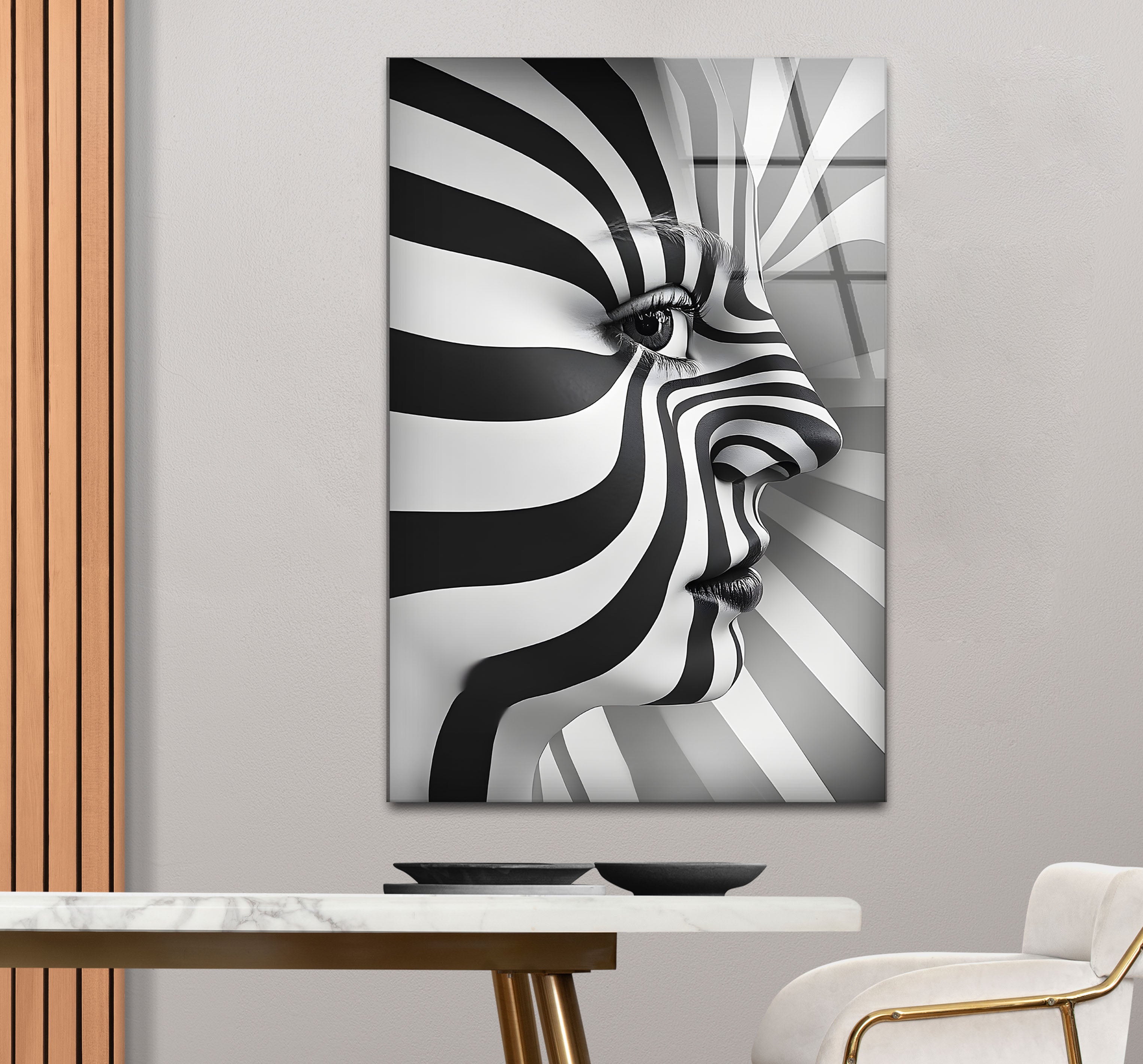 Black and White Glass Wall Art for Women - Elegant Home Decor for Living Room, Bedroom & Office