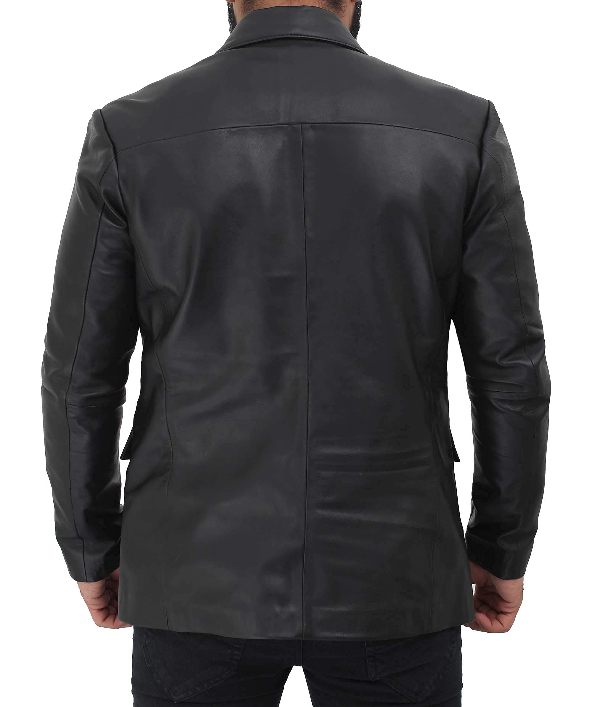 Decrum Genuine Lambskin Leather Blazer for Men - Premium Brown & Black Leather Jacket | Formal & Casual Wear for Business, Office & Night Out