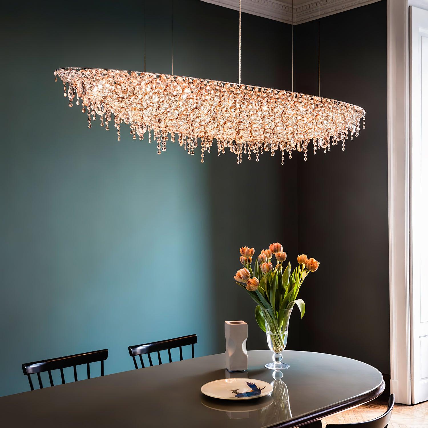 Elegant Boat Crystal Chandelier - Modern Nautical Ceiling Light Fixture for Dining Room, Living Room & Bedroom Decor