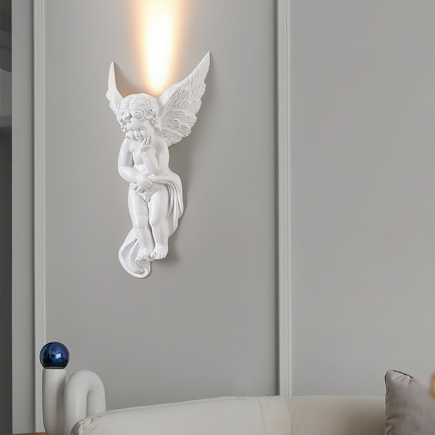Angel Resin Wall Lamp - Elegant Decorative Lighting for Bedroom, Living Room & Hallway - Perfect for Home Decor & Ambient Lighting