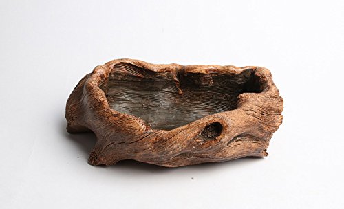 NWFashion Wooden Brown Succulent Planter - Handmade Flower Pot for Indoor & Outdoor Plants - Perfect for Home Decor, Office Desk, Garden, and Patio