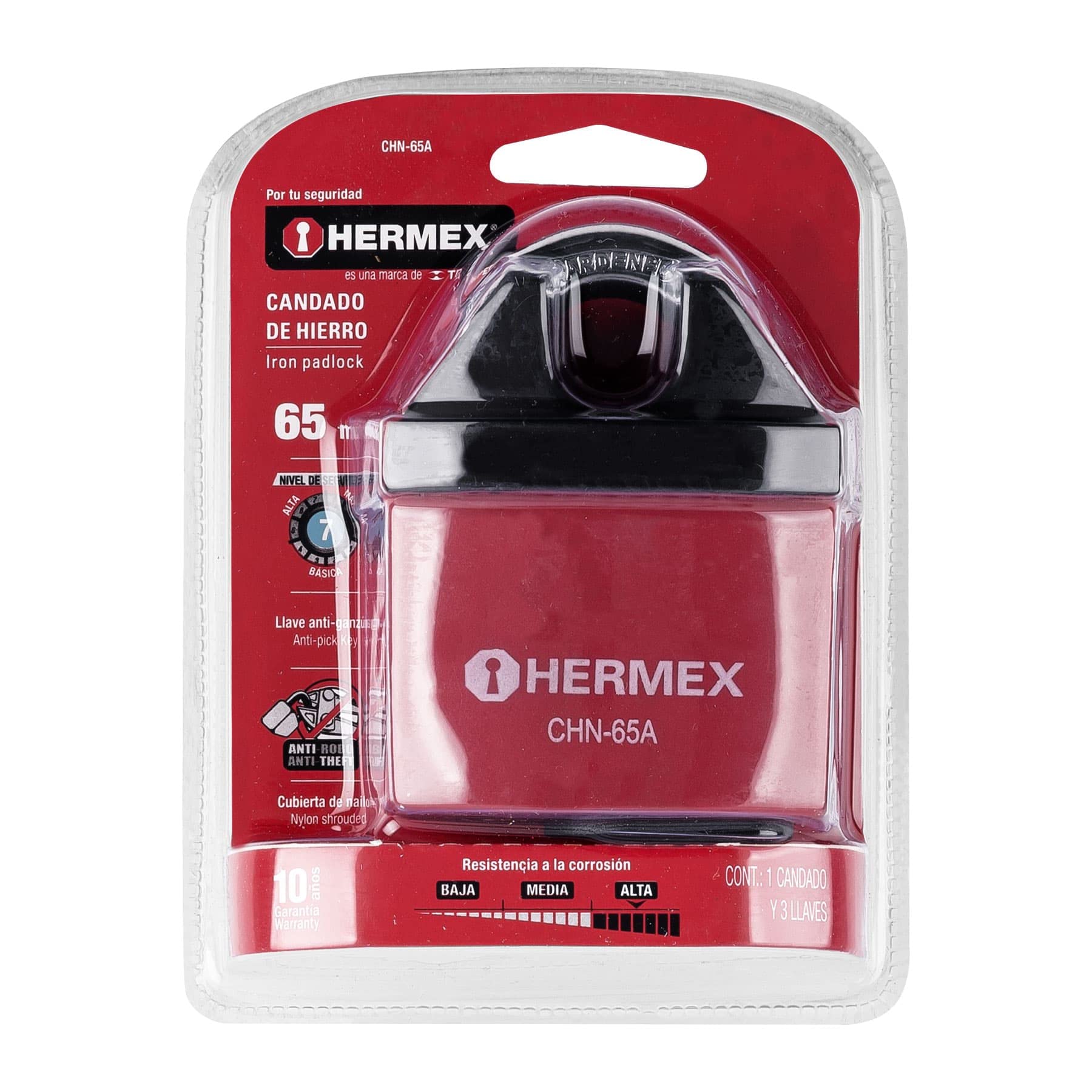 Heavy Duty 65mm Iron Padlock with Anti-Pick Key - High Security Lock for Outdoor Gates, Storage Units, Toolboxes & Sheds - Weatherproof & Tamper Proof Protection