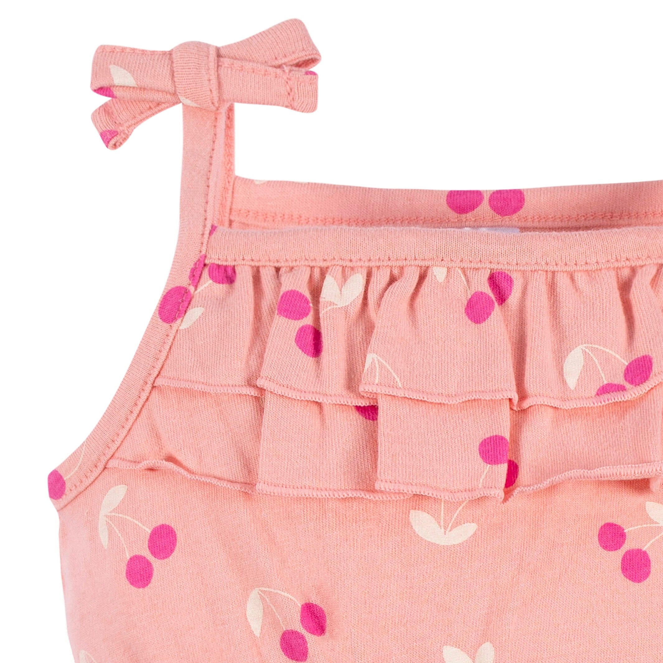 2 Pack Baby Girls Cherry Blossom Tank Rompers - Soft Cotton Summer Outfits for Infants & Toddlers - Perfect for Playdates, Beach Trips & Family Photos