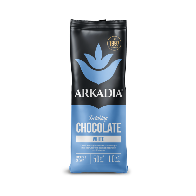 Premium Organic White Drinking Chocolate Powder - Rich & Creamy Hot Cocoa Mix for Winter Warmth, Gifts & Cozy Nights by Arkadia