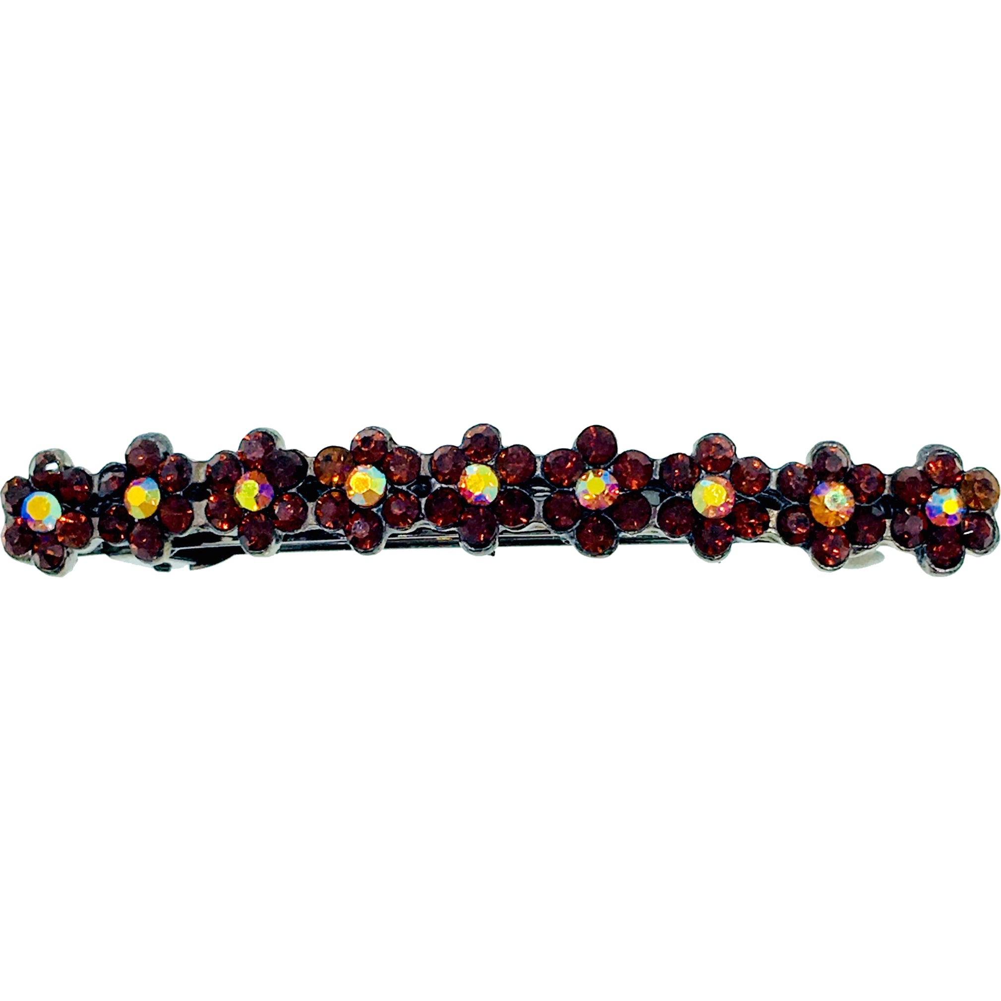 Swarovski Crystal Small Daisy Barrette Hair Clip - Black Base with Blue, Pink, Red, Purple, Green, Gray, Brown & AB Colors | Perfect for Weddings, Parties & Everyday Hair Accessories