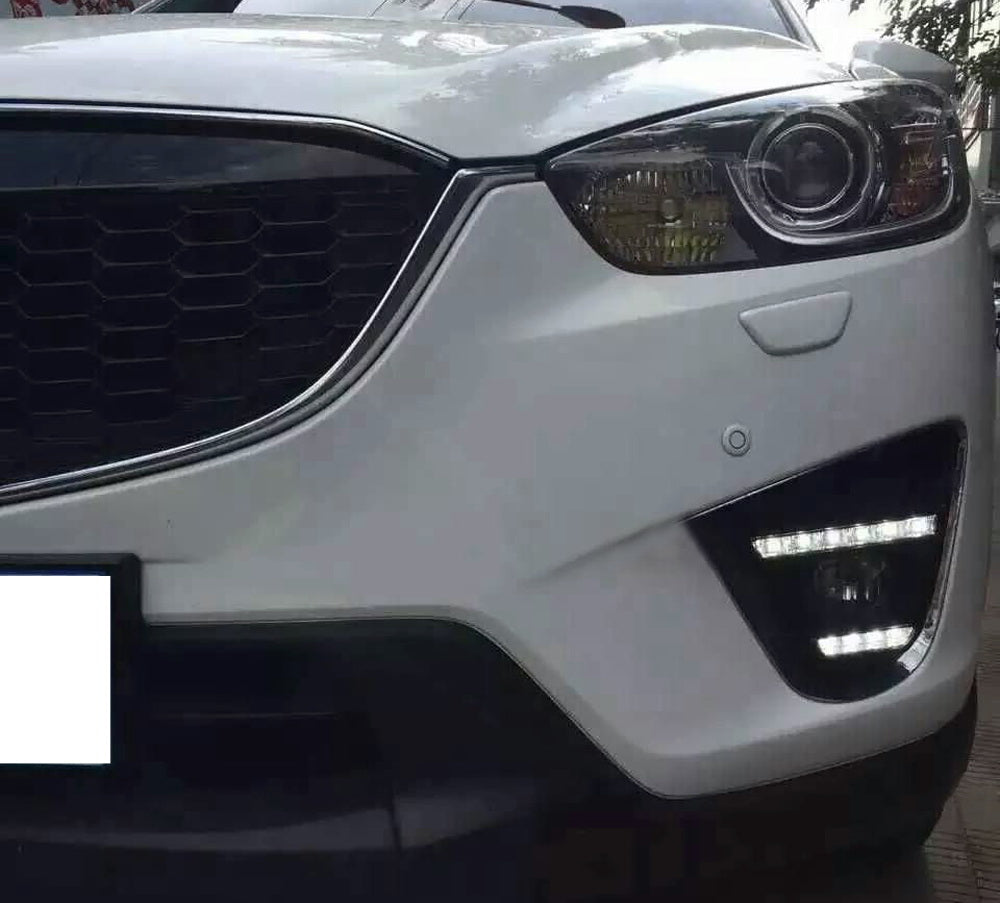 Direct Fit Facelift White LED Daytime Running Lights for 2013-2016 Mazda CX-5 - Upgrade Headlights for Enhanced Visibility & Style (Perfect for Night Driving & Custom Car Mods)