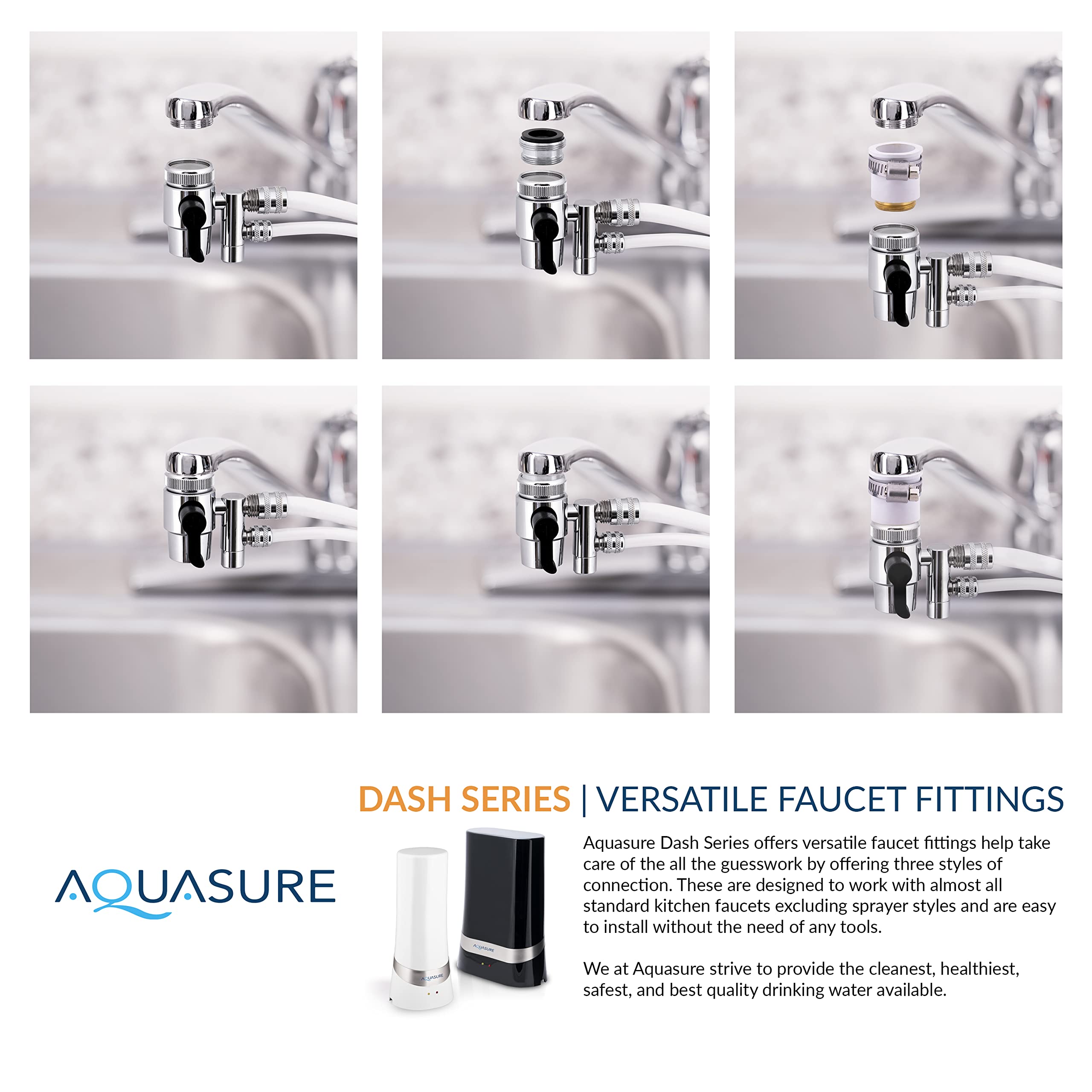 Aquasure Dash Series Countertop Water Filter System - 0.1 Micron Ultra-Filtration for Clean Drinking Water (White) | Perfect for Home, Office & RV Use