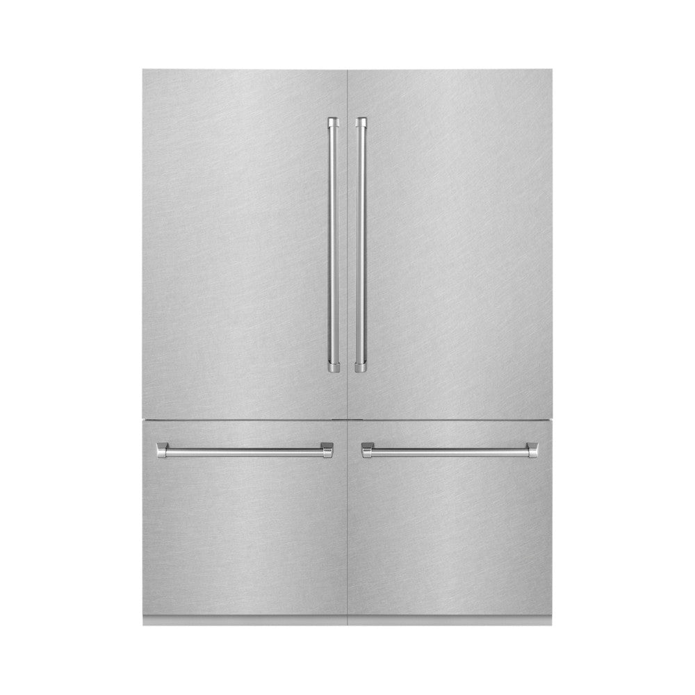 ZLINE 60 Inch 32.2 Cu Ft French Door Built-In Bottom Freezer Refrigerator with Water Dispenser & Ice Maker - Satin Stainless Steel (RBIV SN 60) for Modern Kitchen & Open Concept Homes