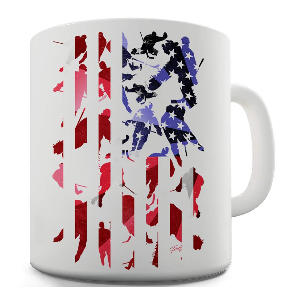 USA Ice Hockey Silhouette 11oz Funny Coffee Mug - Perfect Gift for Hockey Fans & Men - Great for Office, Home, or Game Day Use