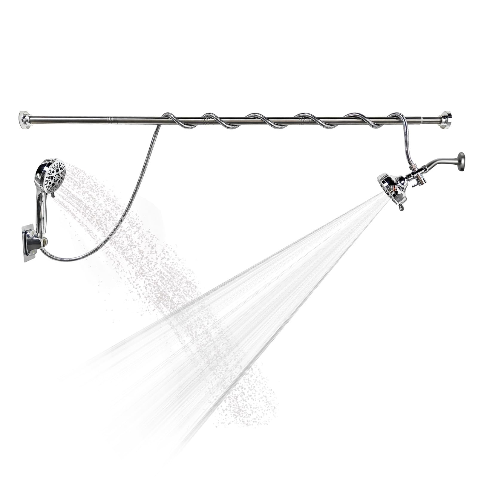 Premium Dual Shower Head System for Couples - High Pressure Adjustable Tandem Showerhead with 6 Spray Modes - Perfect for Master Bathroom, Spa-Like Experience & Water Saving (Brushed Nickel Finish)