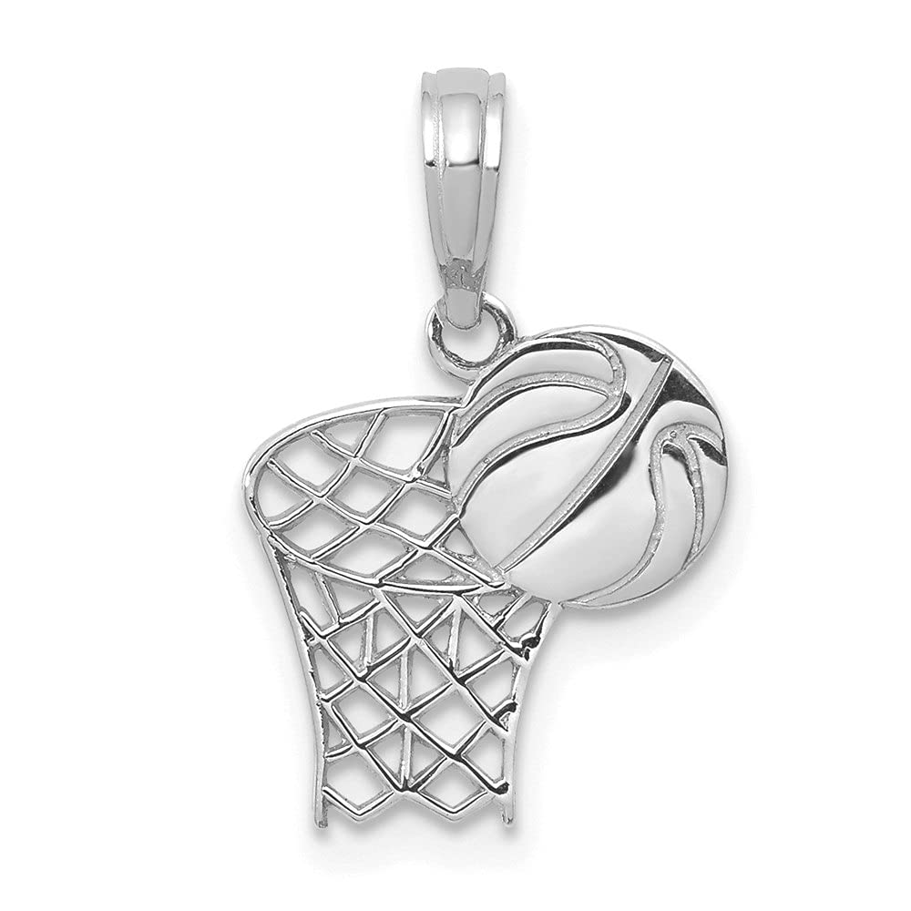 14K Yellow or White Gold Basketball Hoop and Ball Pendant Necklace - Elegant Women's Fine Jewelry Gift for Basketball Lovers, Sports Fans, and Athletes | Perfect for Games, Work, and Special Occasions