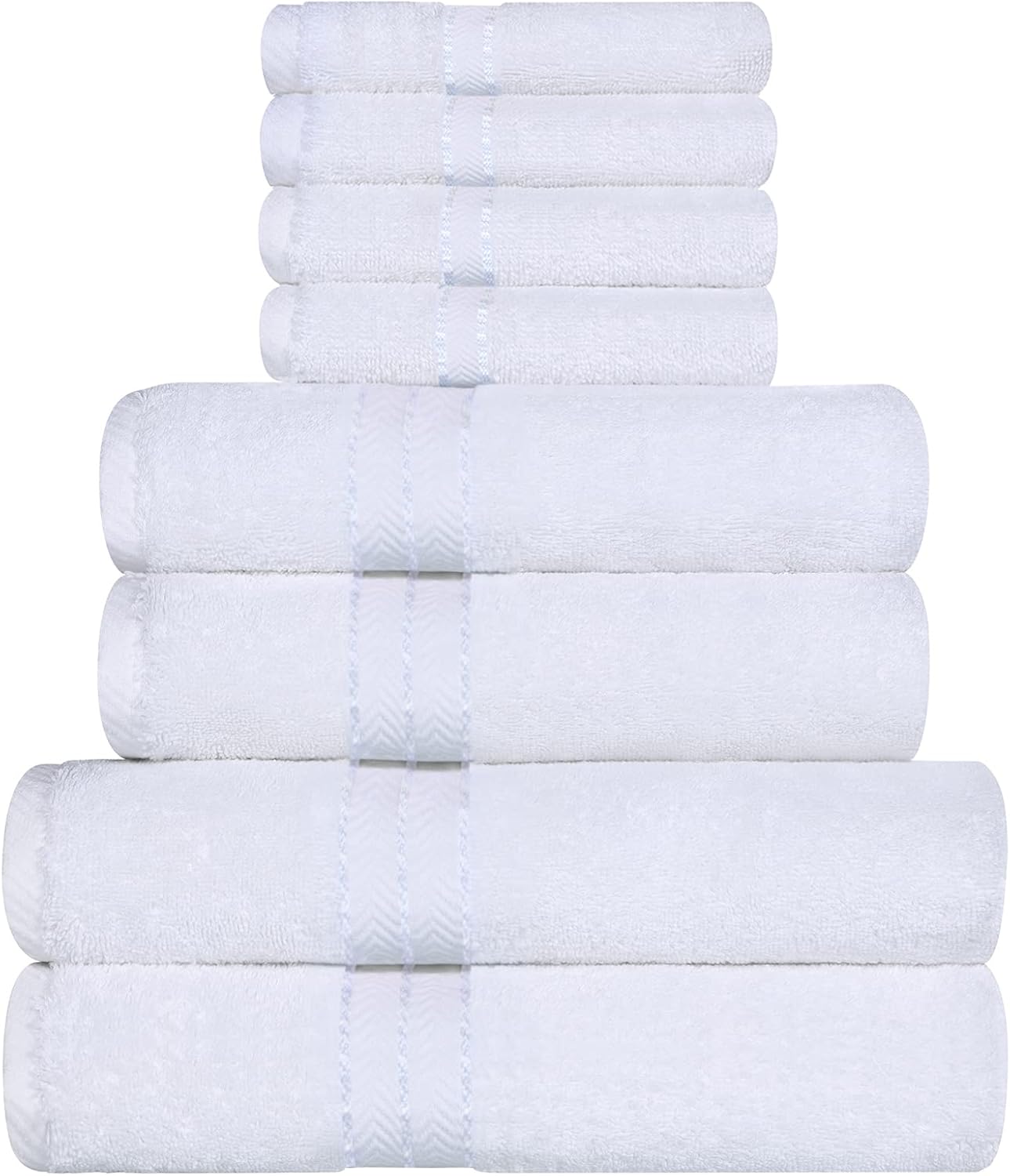 Premium Turkish Cotton Ultra Plush 8-Piece Bath Towel Set - Super Absorbent, Soft & Luxurious for Spa, Bathroom, and Beach Use