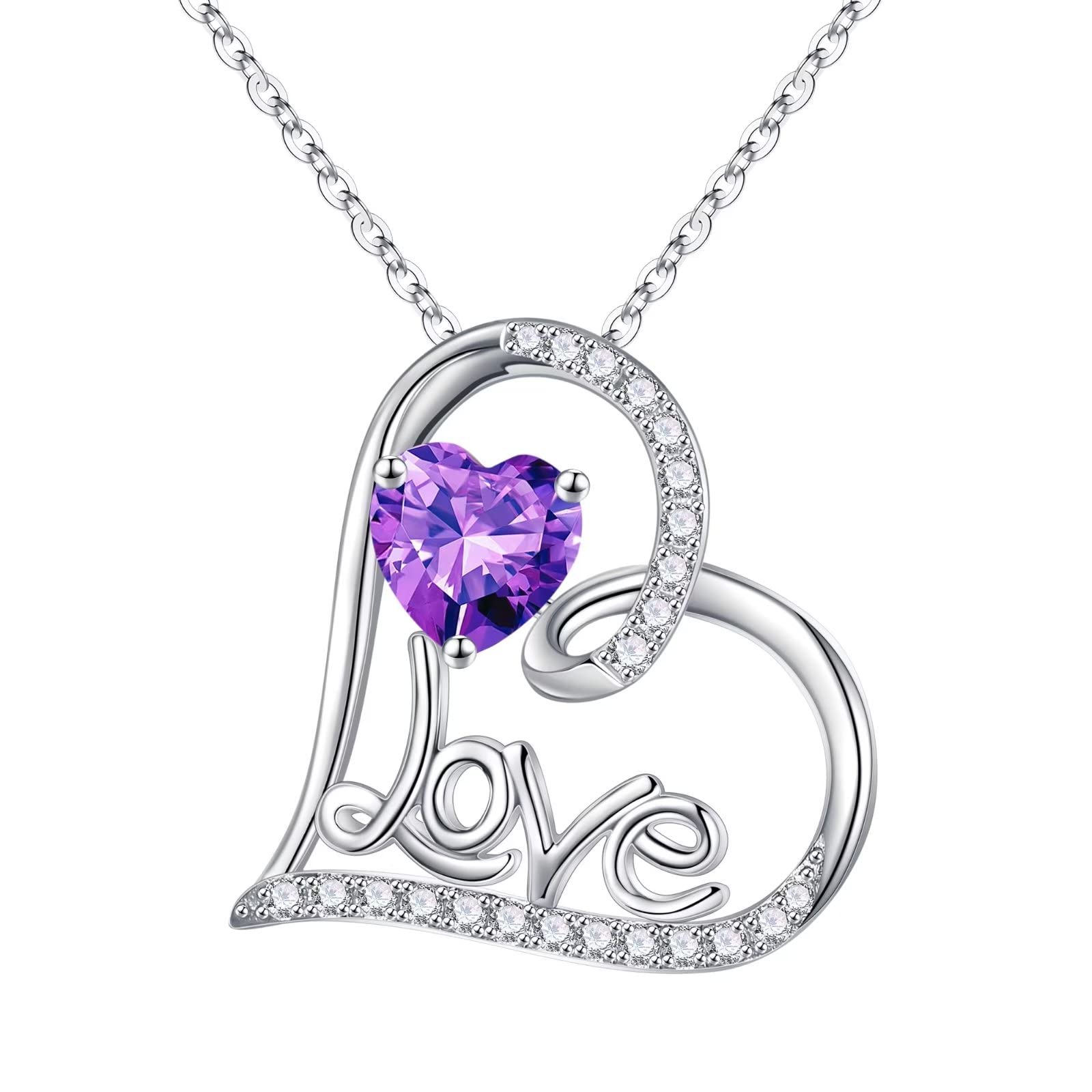 Forever Love Necklace - 925 Sterling Silver Heart Pendant with Birthstone | Anniversary, Christmas & Birthday Gift for Women, Wife, Mom, Girlfriend | Perfect for Romantic Occasions & Special Moments