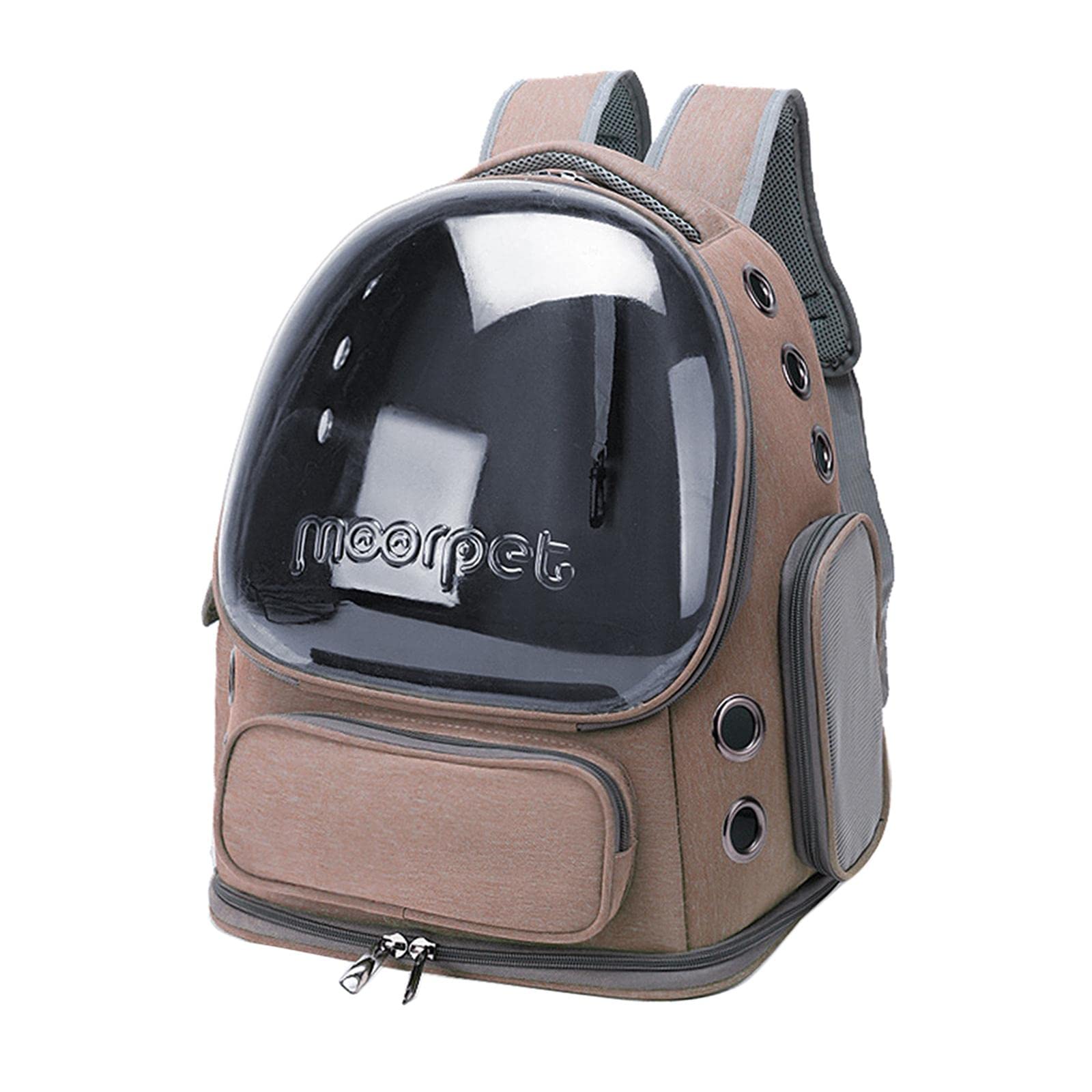 Enakshi Transparent Cat Carrier Backpack for Small Pets - Portable & Lightweight for Hiking, Travel, Vet Visits | Pet Supplies for Cats & Small Dogs | Durable Khaki Tote with Ventilation Windows