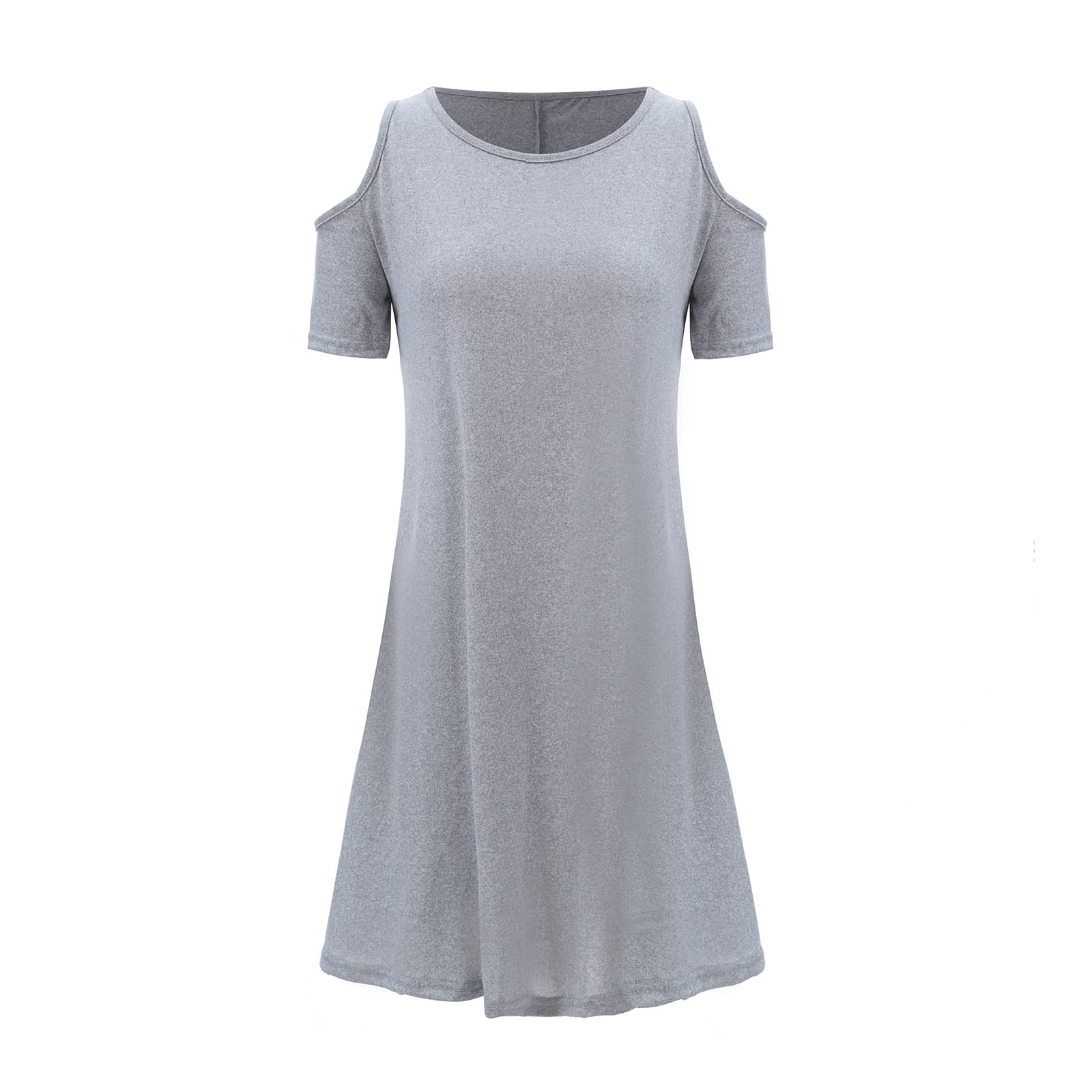 Women's Floral Cold Shoulder T-Shirt Dress - Summer Short Sleeve Swing Dress with Flowy Design | Perfect for Beach Vacation, Date Night & Casual Outings