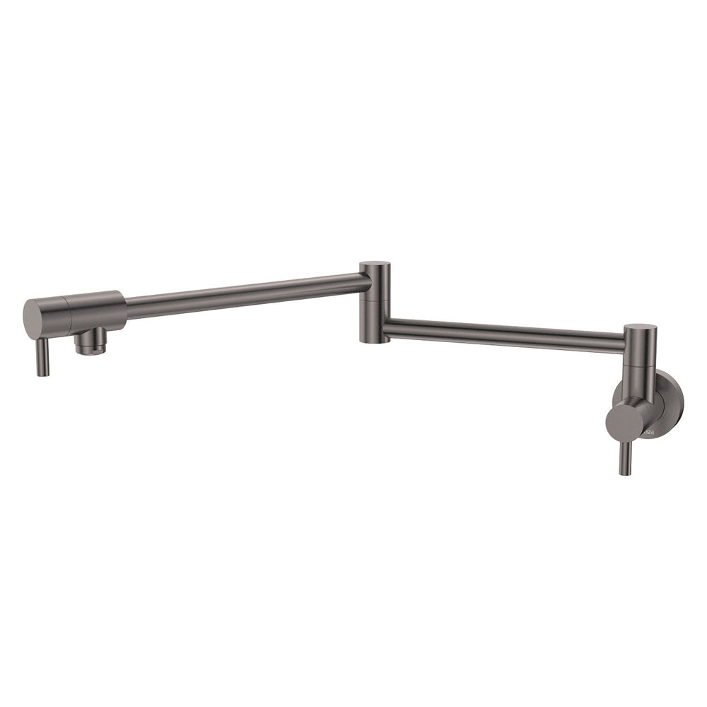 Fienza 228120GM Kaya Pot Filler Faucet in Gun Metal Finish - Wall Mounted Commercial Grade Kitchen Sink Faucet for Easy Pot Filling, Ideal for Home Chefs and Professional Kitchens