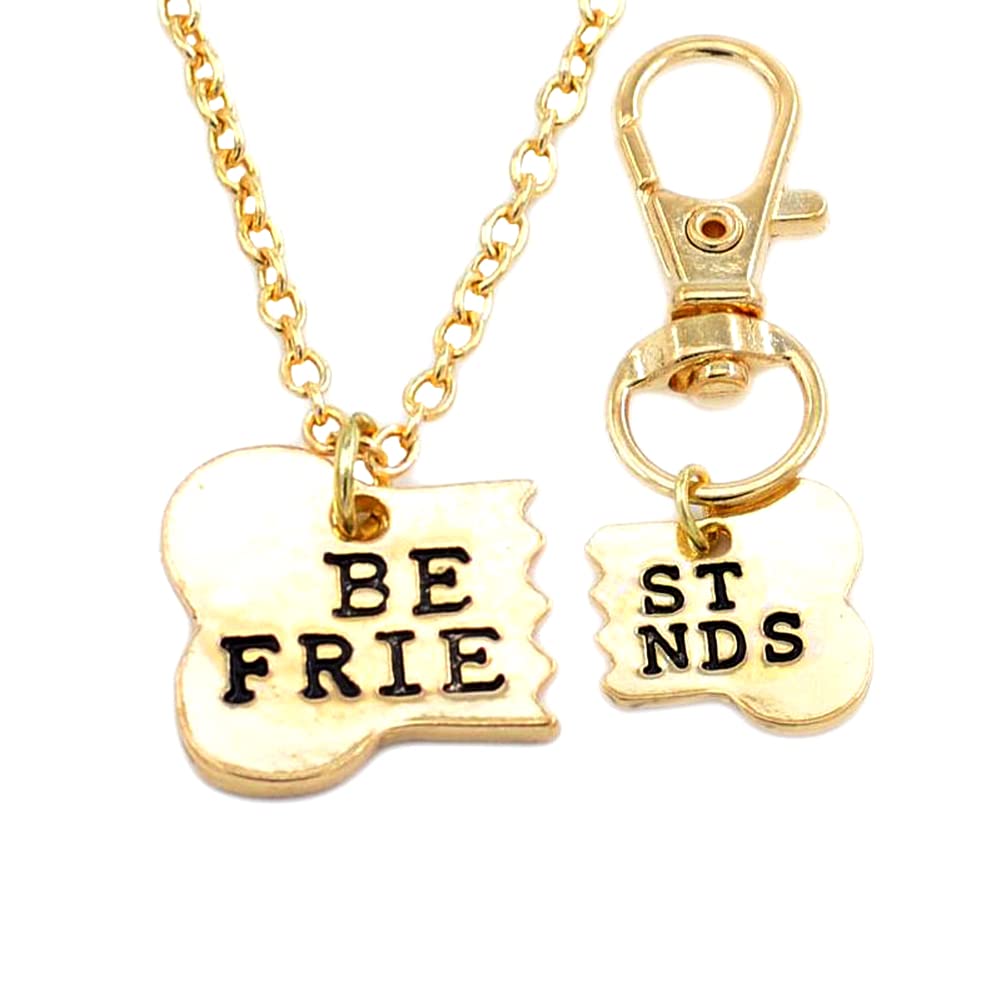 Best Friendship Necklace & Keychain Set for 2 - Matching Pendant Necklaces with Keyrings - Perfect Graduation, Christmas & Birthday Gifts for Best Friends - Great for Couples, BFFs & Special Occasions