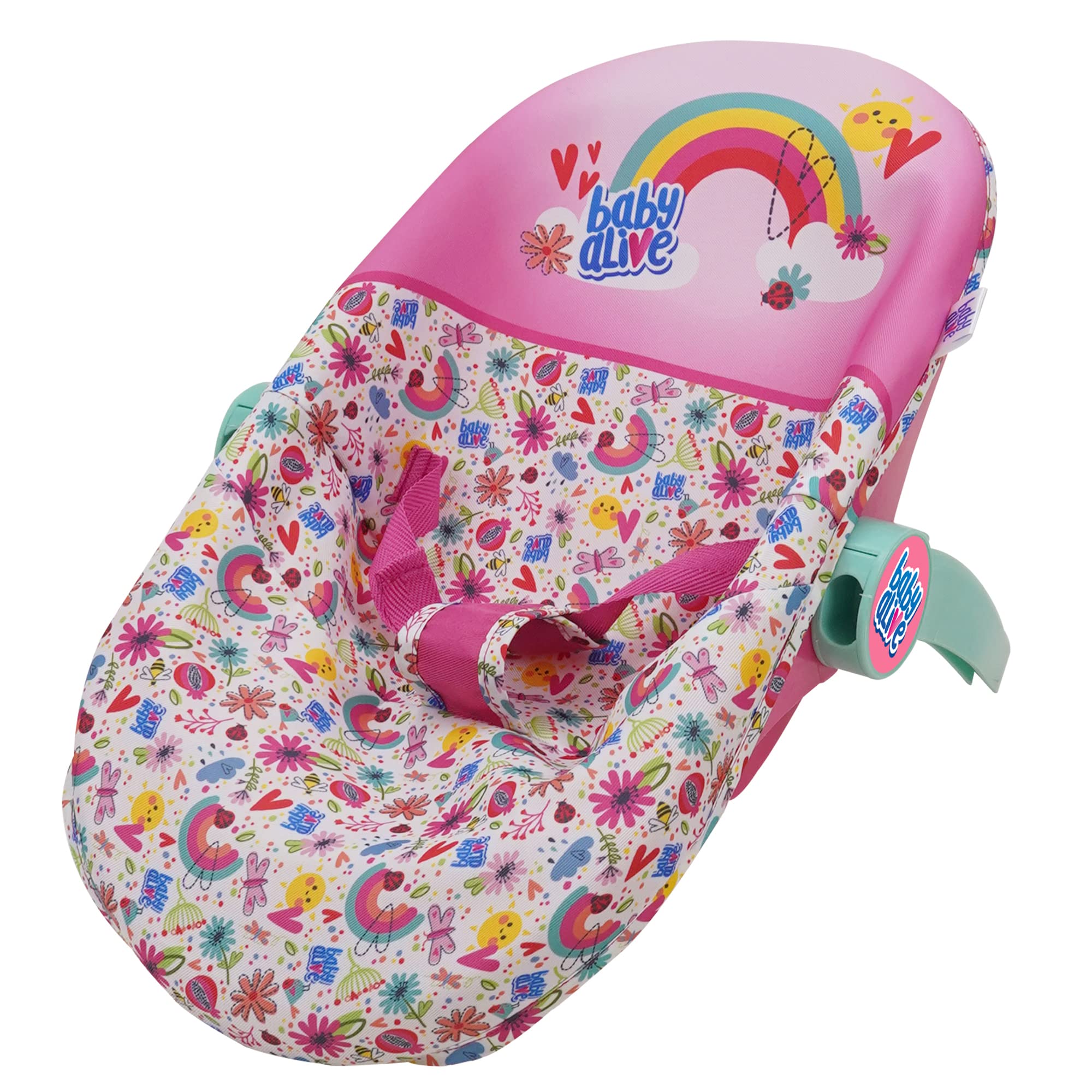 Baby Alive Deluxe Doll Car Seat - Pink & Rainbow 3-in-1 Convertible Carrier for 18