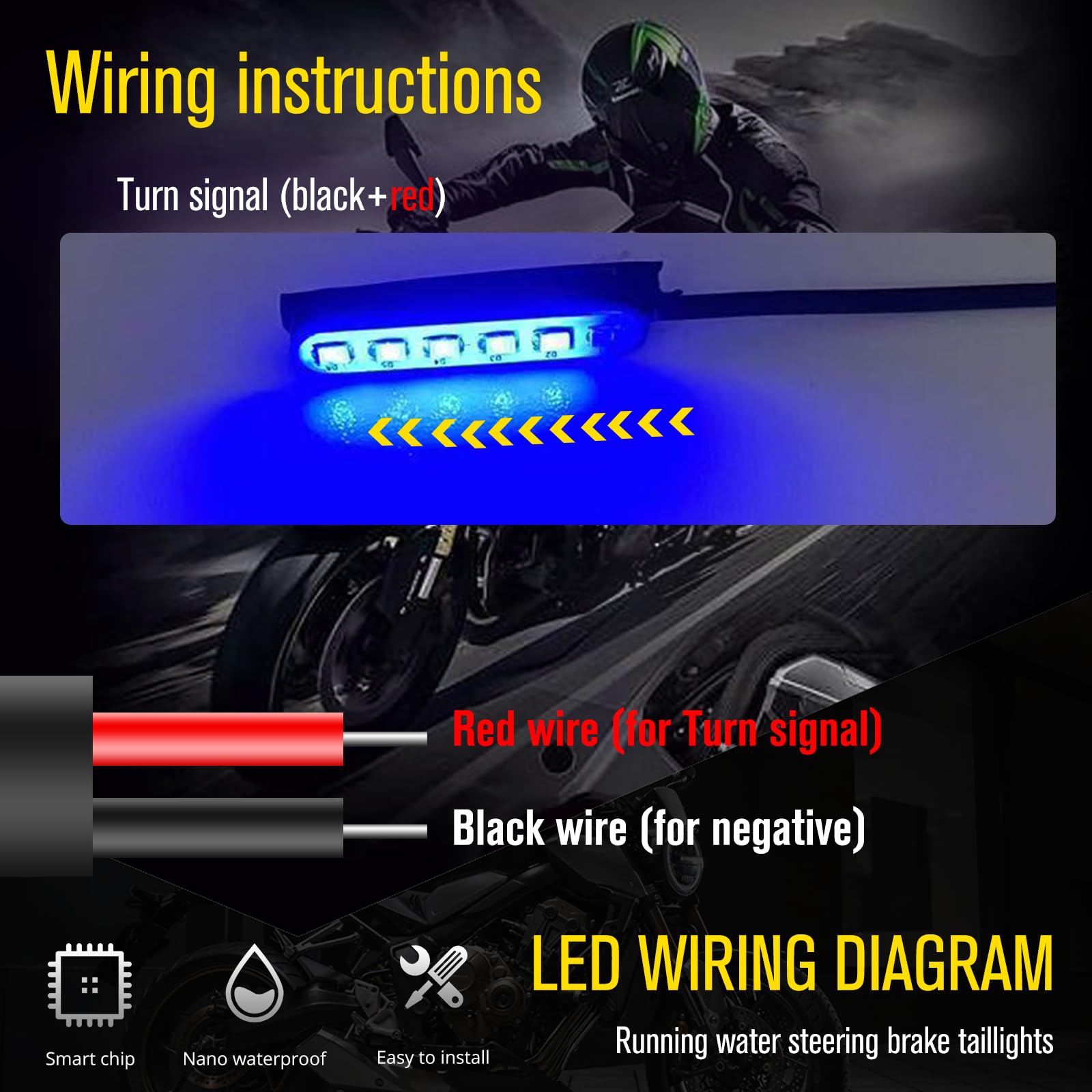4PCS LED Strip Lights for Motorcycle, 1.5 Inch Waterproof Exterior Driving Lights 6LEDs Kit - DC12V Blue Light Bars for Cars, SUVs, Trucks & ATVs - Perfect for Off-Roading, Night Driving & Vehicle Customization