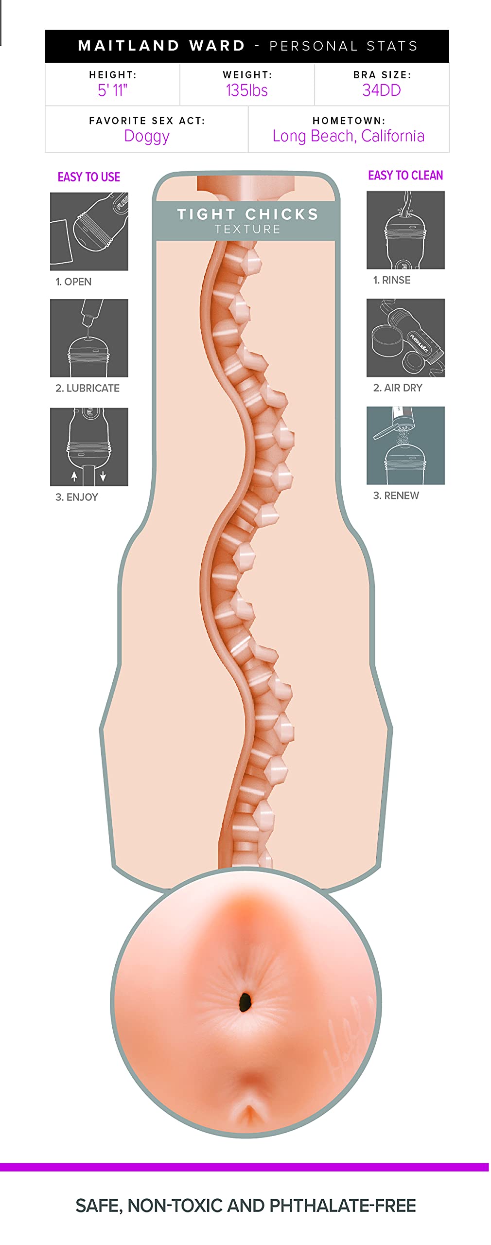 FLESHLIGHT Male Masturbator - Maitland Ward Tight Chicks Realistic Vagina Sex Toy for Men - Perfect for Solo Play & Discreet Pleasure at Home