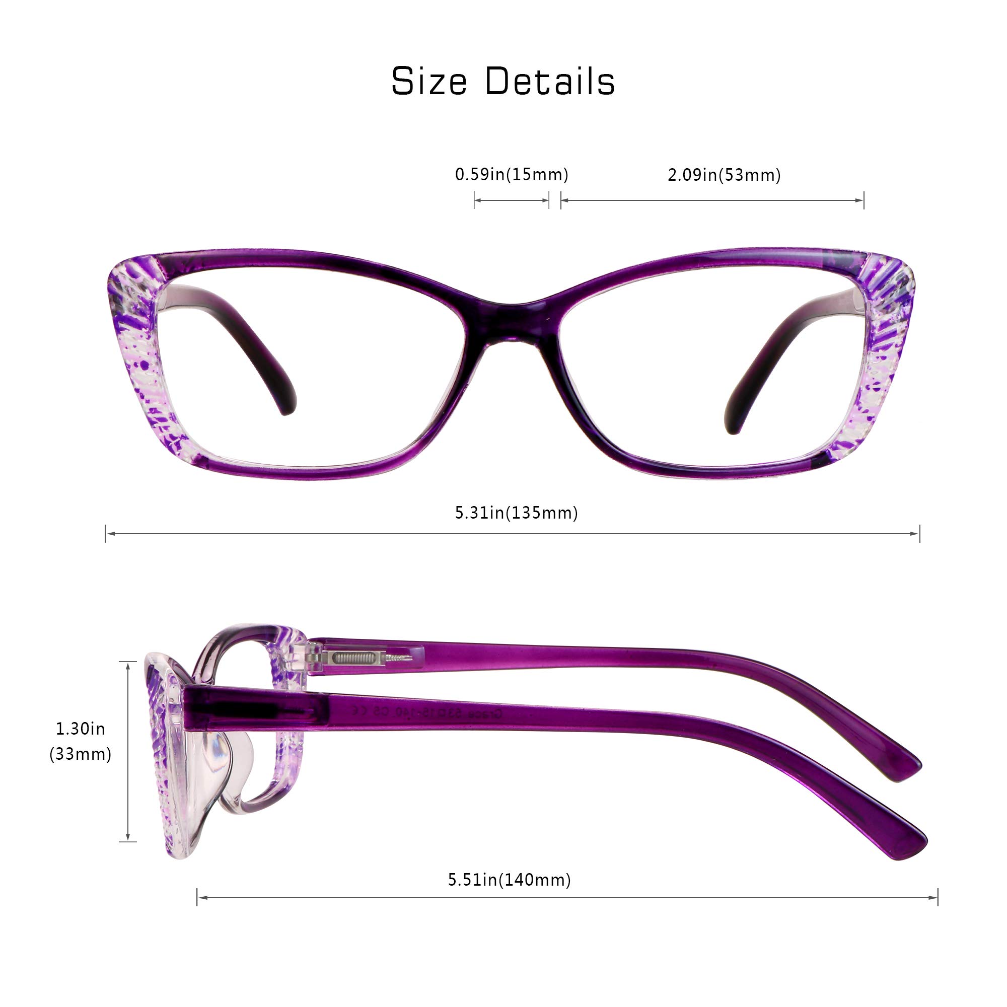 VisionGlobal 5 Pairs Spring Hinge Reading Glasses - Blue Light Blocking for Women & Men | Office & Screen Use