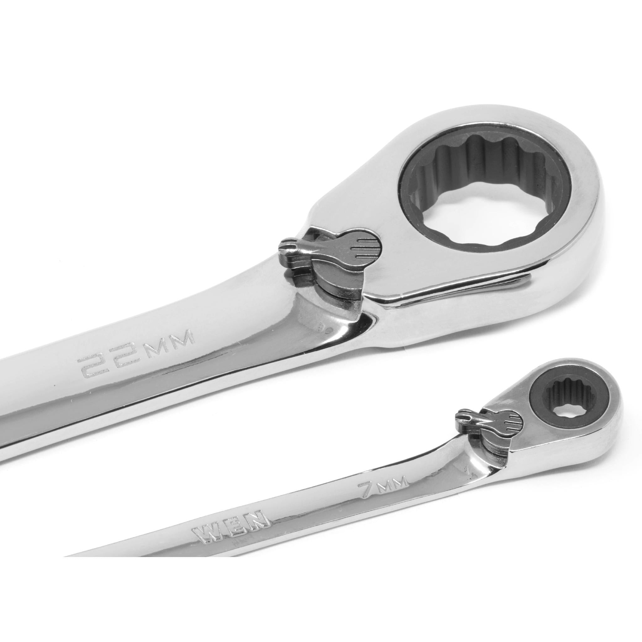 WEN WR162M 16-Piece Professional Reversible Ratcheting Metric Wrench Set with Storage Pouch - Perfect for Automotive Repair, DIY Projects & Home Maintenance