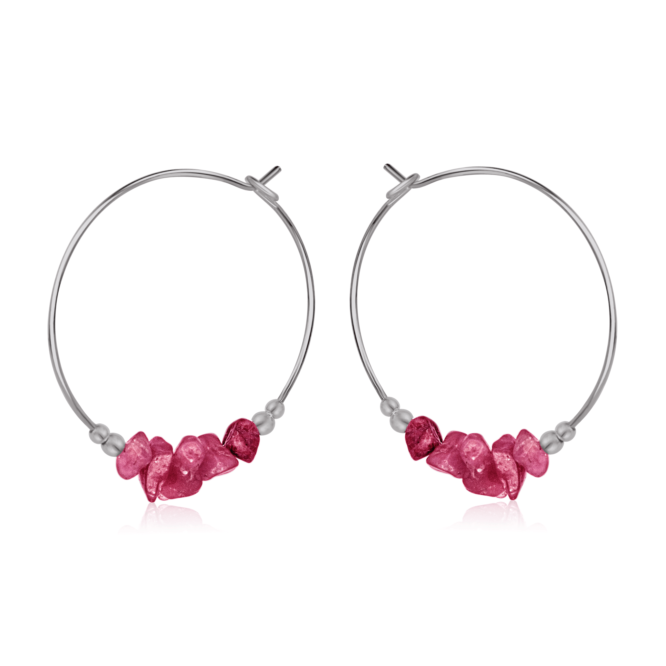 Ruby Crystal Chip Large Hoop Earrings for Women - Elegant Dangling Statement Jewelry for Parties, Weddings & Everyday Wear