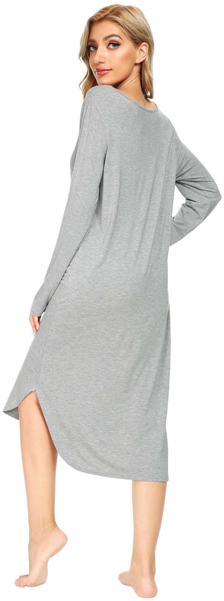 WiWi Bamboo Nightgowns for Women - Soft Long Sleeve Sleep Shirt & Comfy Loungewear - Plus Size S-4X - Perfect for Relaxing at Home, Sleeping & Lounging