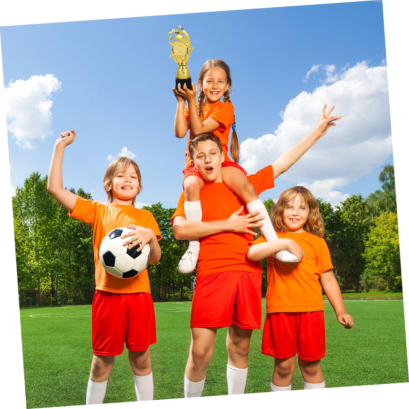 SUPVOX 2-Piece Gold Plastic Trophy Star Set - Reusable Winner Awards for Kids, Sports, School Competitions & Party Favors - Bulk Play Toys for Classroom Rewards and Game Prizes