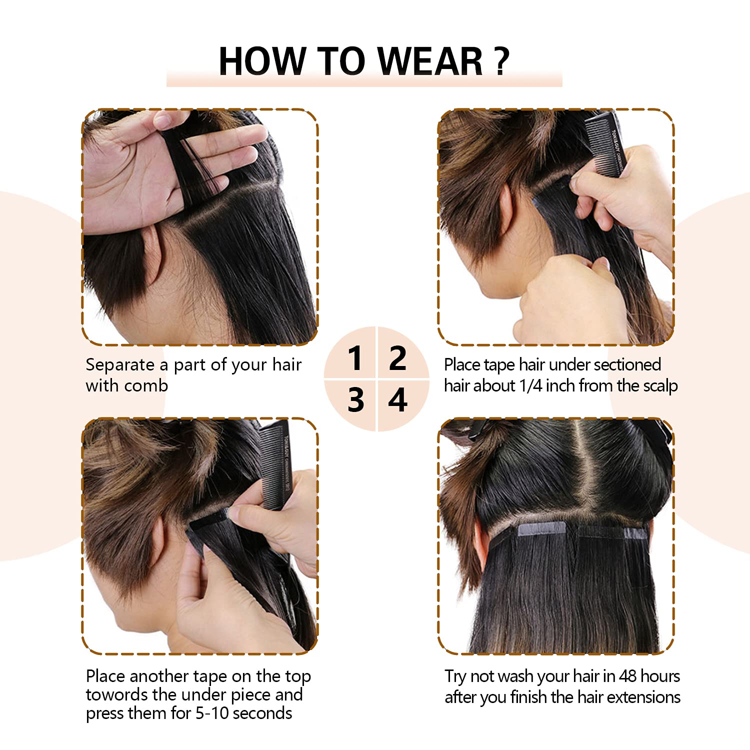 Sunya 16-Inch Tape in Hair Extensions - Silky Straight Remy Human Hair, Seamless Skin Weft, Real Human Hair Extensions (20g, 10Pcs/Pack, #P2/6/T1B) - Perfect for Daily Wear, Parties & Special Occasions