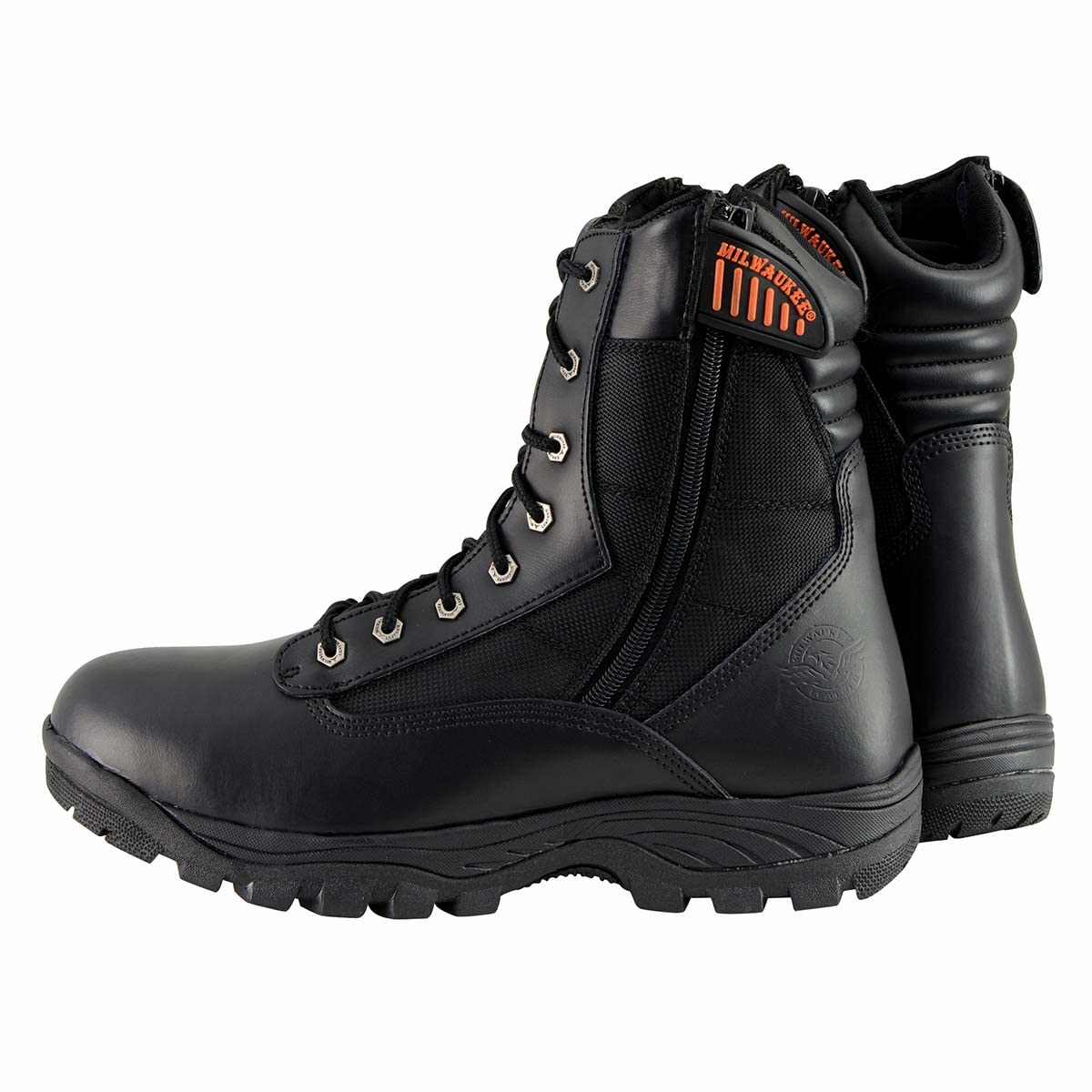Milwaukee Leather MBM9110 Men's 9-Inch Black Tactical Motorcycle Boots - Side Zipper & Lace-Up Design for Riding Comfort & Safety - Perfect for Adventure Biking & Outdoor Activities