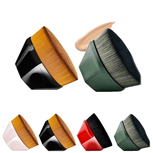 2 Pcs Flat Top Kabuki Foundation Makeup Brushes - Professional Momma Brush for Liquid, Powder & Cream Cosmetics - Perfect for Women's Daily Makeup & Contouring (Black & Green)