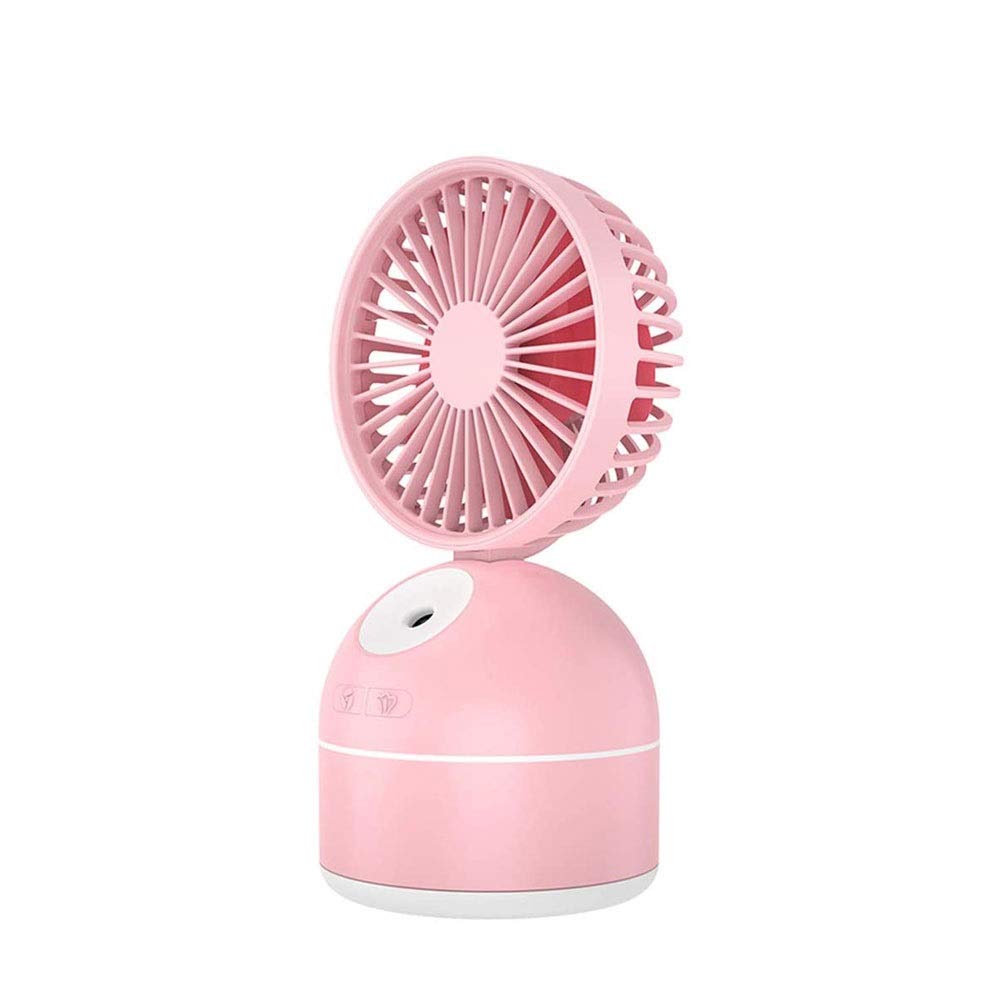 Qin Portable USB Desk Fan - Mini Cooling Fan with Mute Operation, Perfect for Office, Library & Student Use - Includes Replenishment Spray (Pink) - Stay Cool at Work, Study or Travel