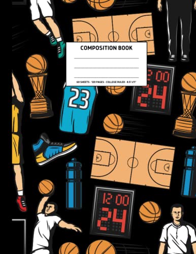 Basketball Composition Notebook - College Ruled 8.5 x 11 Journal with 120 Pages | Perfect for School, Sports Fans & Basketball Players | Great Gift for Students & Athletes