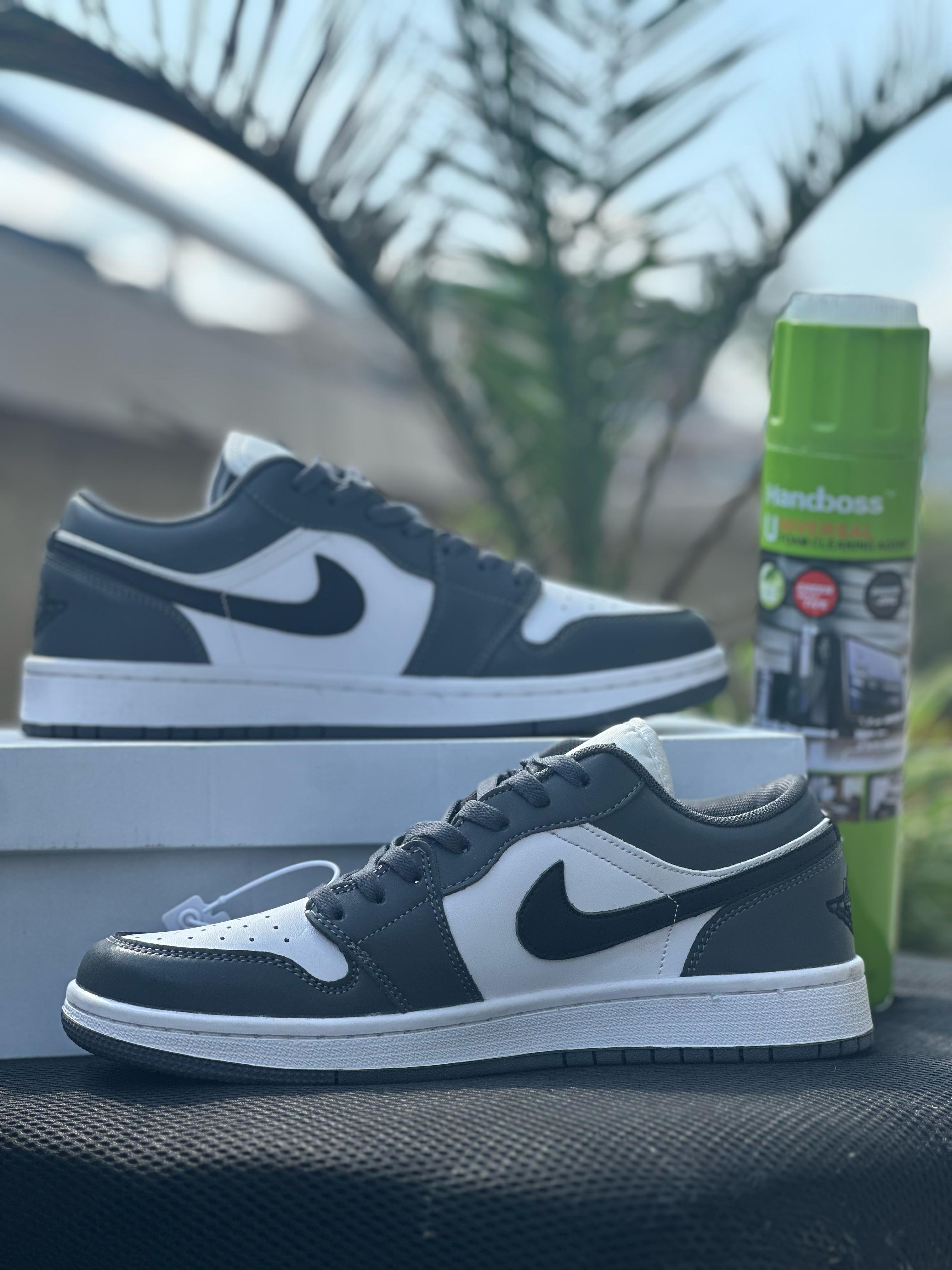 Nike Air Jordan 1 Low Sneakers - White & Grey Men's Basketball Shoes for Casual Wear & Street Style