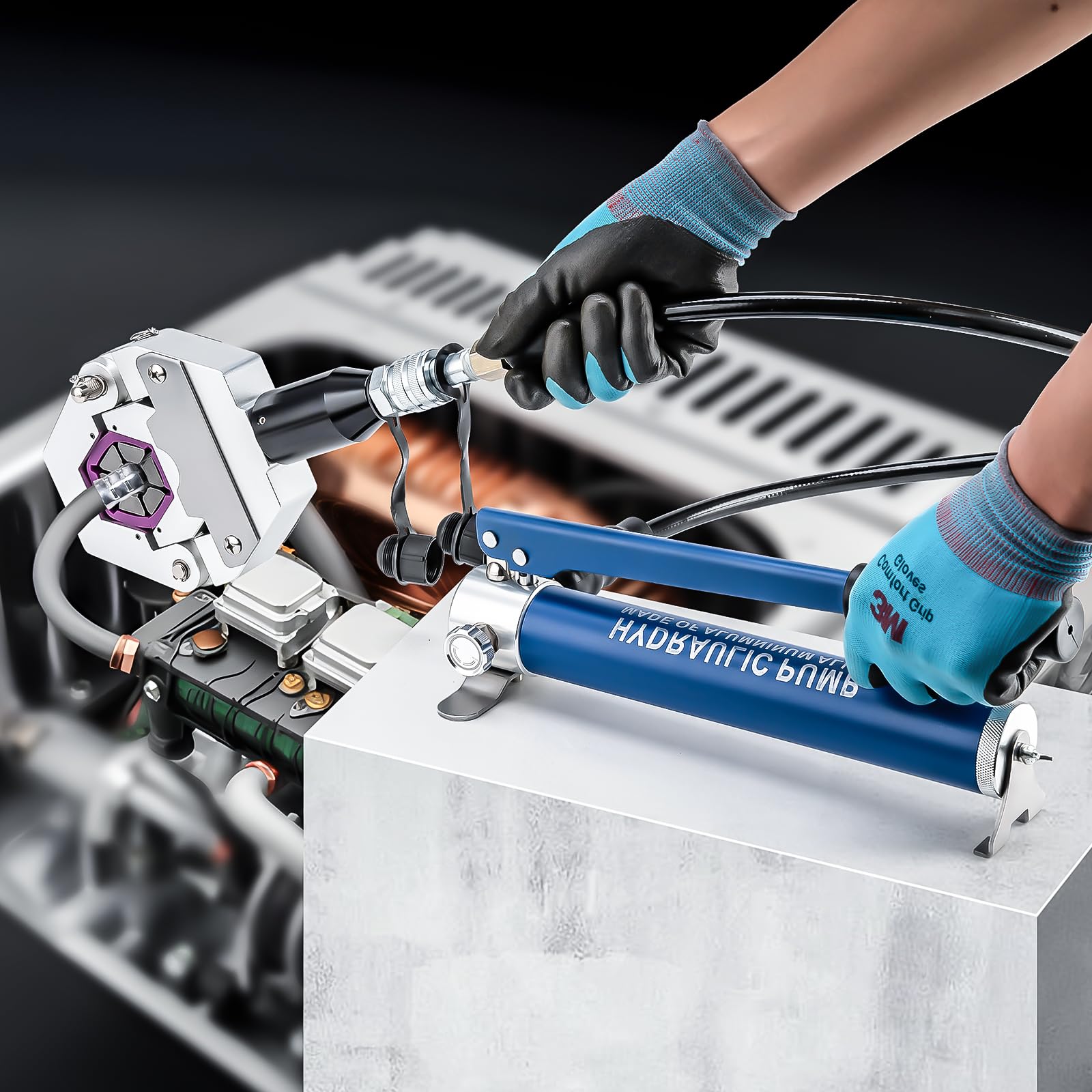 IBOSAD Hydraulic Hose Crimper Kit - Manual A/C Hose Crimper Tool for Air Conditioning Repair | Handheld Hydra-Krimp 71500 with Split Manual Pump | Perfect for HVAC, Automotive & Industrial Applications