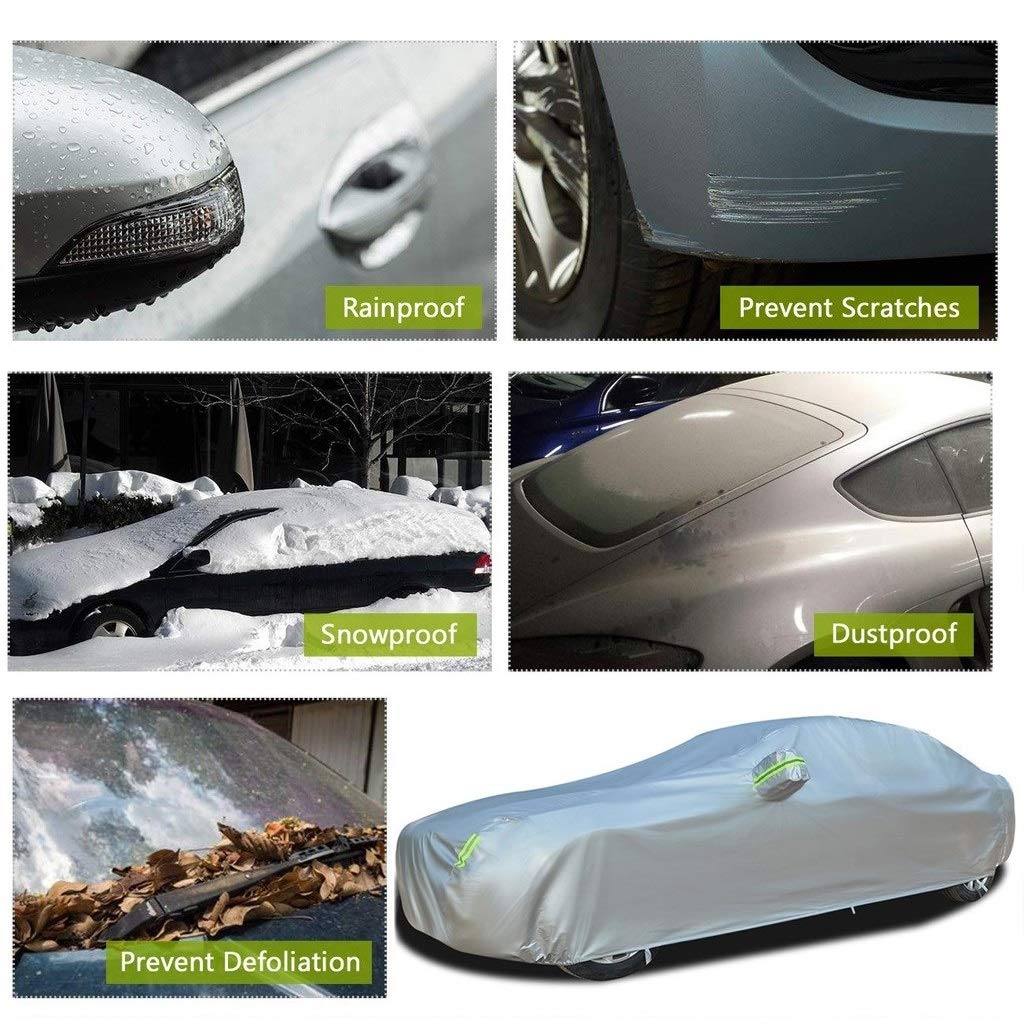 DUWEN All-Weather Car Cover for Audi Q7 - Waterproof, UV Protection, Windproof, Dustproof & Scratch Resistant Outdoor Car Tarpaulin (Silver-Cotton) | Perfect for Parking, Travel & Long-Term Vehicle Protection