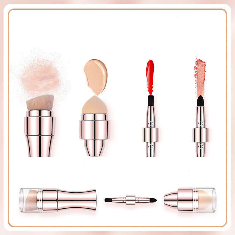 4-in-1 Multifunctional Makeup Brush Set - Foundation, Blush, Eyeshadow & Concealer Brush Kit for Professional Makeup Application - Perfect for Daily Use, Travel & Makeup Artists