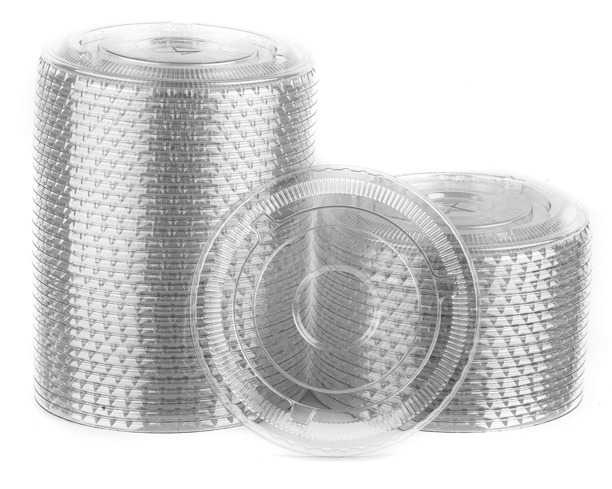 EcoQuality - 100 Pack Ultra Clear Flat Plastic Cold Cup Lids for 12/16/20/24 oz Cups - Compatible with Most PET Cups, Straw Slot Lids - Perfect for Iced Coffee, Bubble Tea, Smoothies & Takeout Drinks