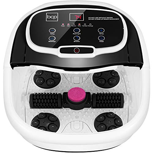 Best Choice Products Electric Foot Spa Massager with Adjustable Waterfall Shower, Fast Heating & Automatic Shiatsu Massage - Includes Pumice Stone & Rollers for Foot Pain Relief - Black - Perfect for Home Relaxation & Pedicure Care