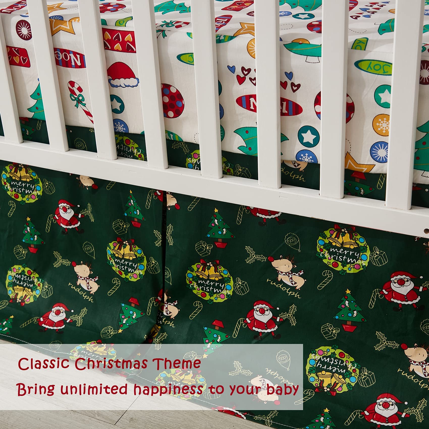 Brandream 3-Piece Baby Crib Bedding Set - 100% Cotton Nursery Set for Boys & Girls | Gender Neutral Crib Comforter, Fitted Sheet & Dust Ruffle - Perfect for Christmas Gifts & Nursery Decor