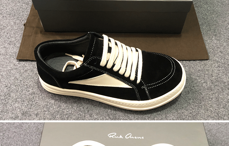 Rick Owens RO 22SS Correct Edition Dark Suede Leather Low Top Sneakers - Men's Luxury Streetwear Shoes for Casual Wear & Fashion Outfits
