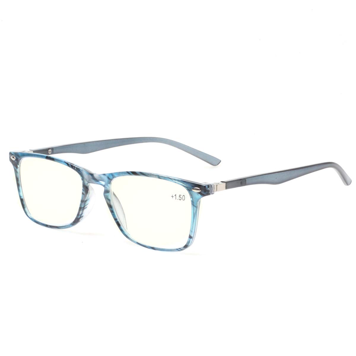 Blue Light Blocking Reading Glasses for Men & Women - JOSCHOO Computer Glasses with Anti-Glare (Blue Stripe, 1.5 Magnification) - Reduce Eye Strain for Office Work, Gaming & Screen Time