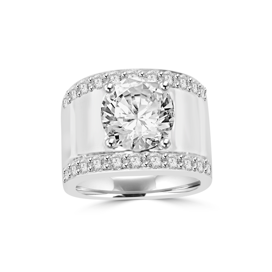 1.50 Carat Round Brilliant Cut Diamond Ring - 4 Prong Wide Shank Right Hand Ring for Engagement, Wedding & Anniversary Gifts