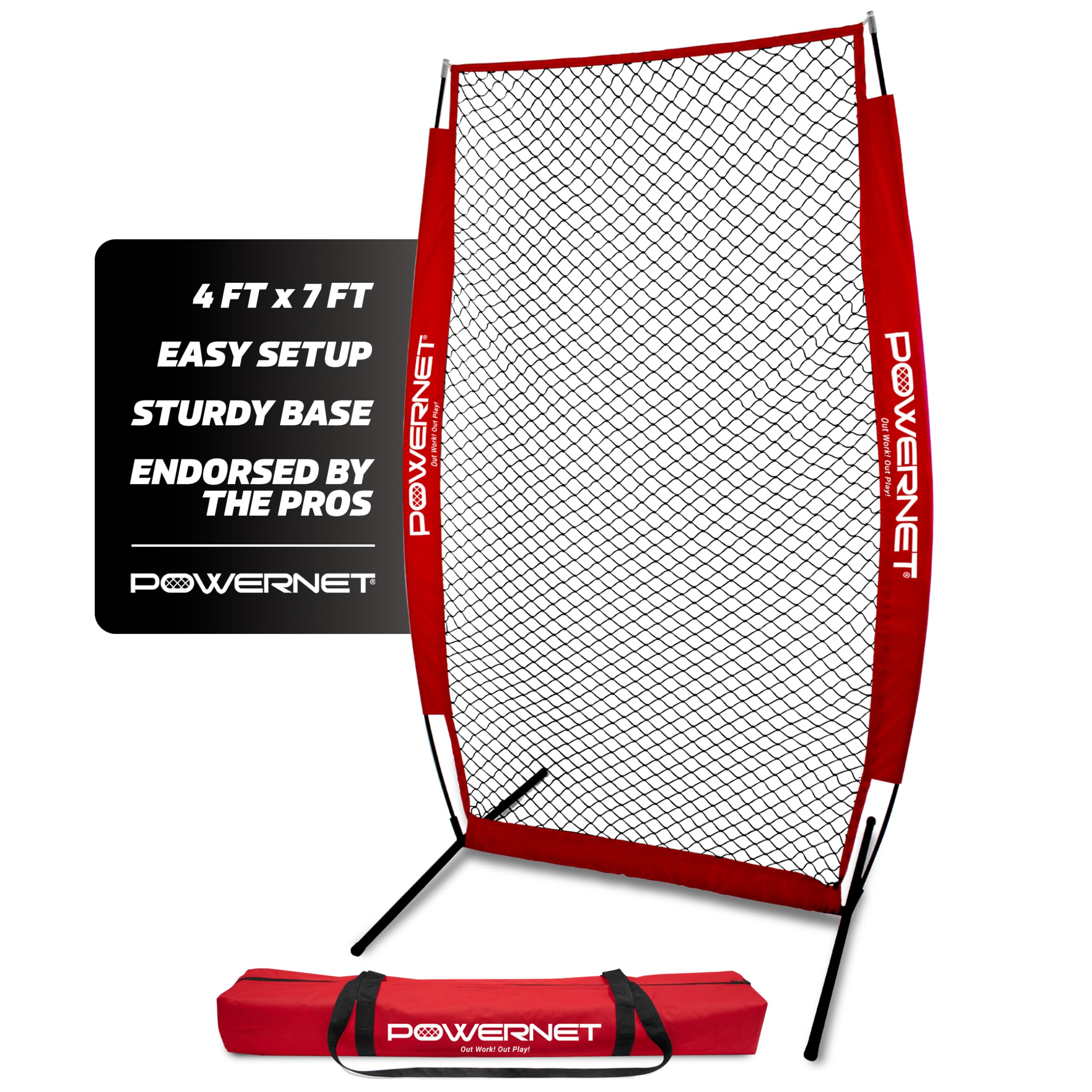 PowerNet Baseball Training Net - Portable 7-FT I-Frame & A-Frame Softball Batting Practice Screen | Pitching & Fielding Drills for Backyard, Team Practice & Solo Training